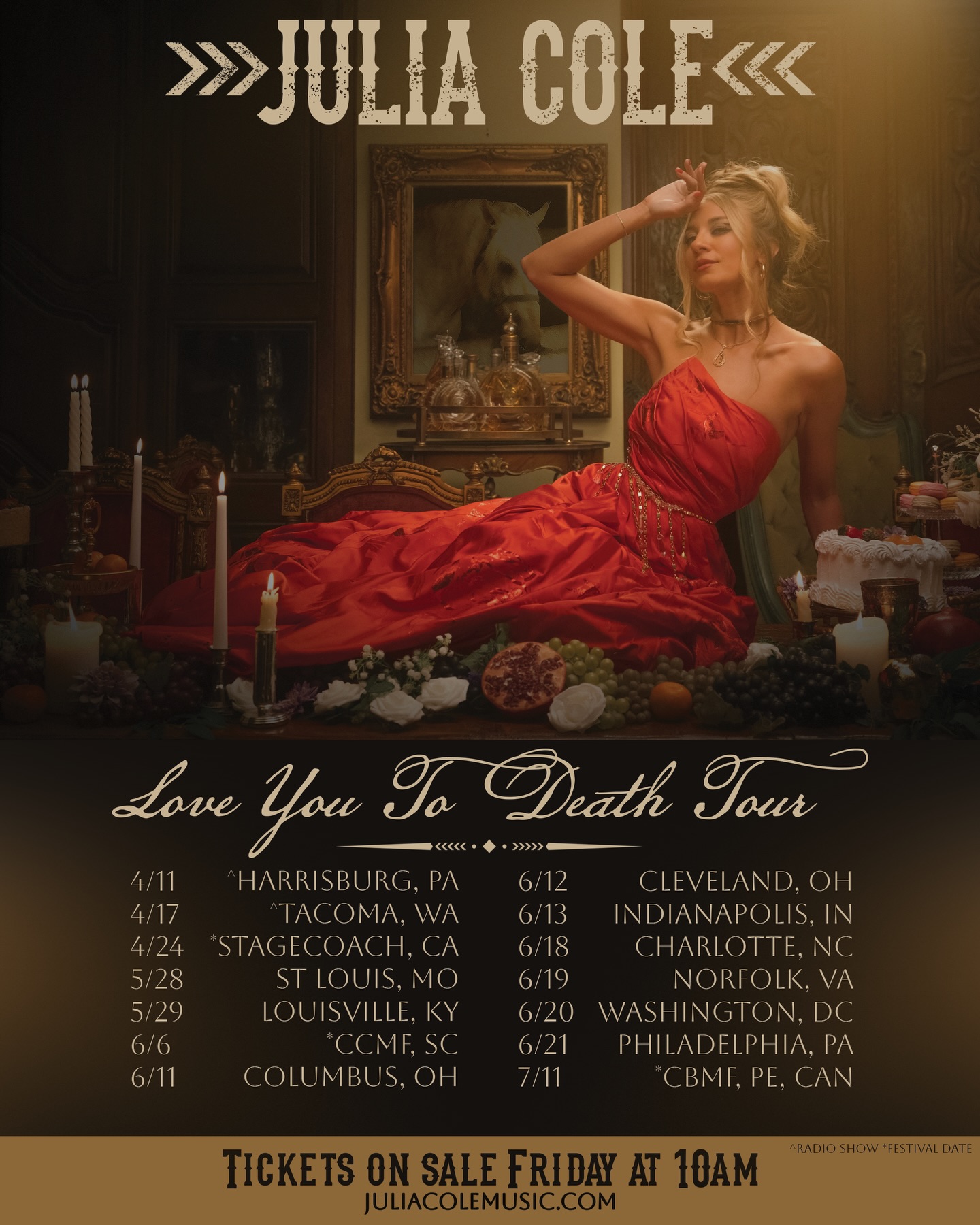 Julia Cole Love You To Death Tour Poster 2026